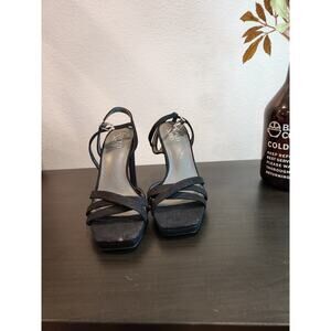Franco Sarto Black Strappy Heeled Sandals | Size 7M |‎ Modern Chic